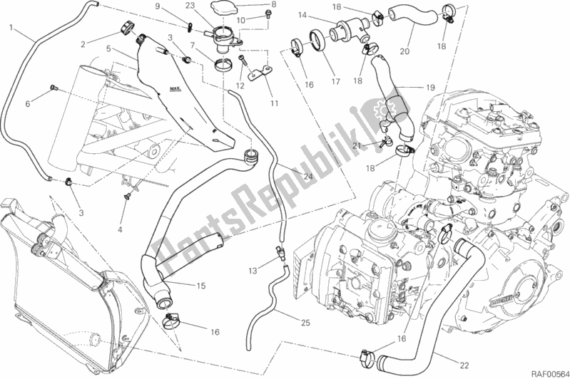 Tutte le parti per il Circuito Di Raffreddamento del Ducati Diavel Xdiavel S 1260 2017